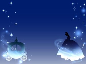 シンデレラと馬車の青ベースのロマンチックな絵